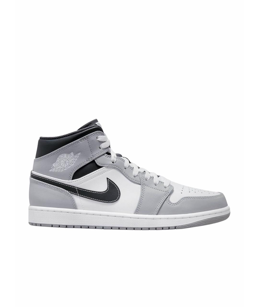 JORDAN Серые кожаные высокие кроссовки / кеды, фото 1