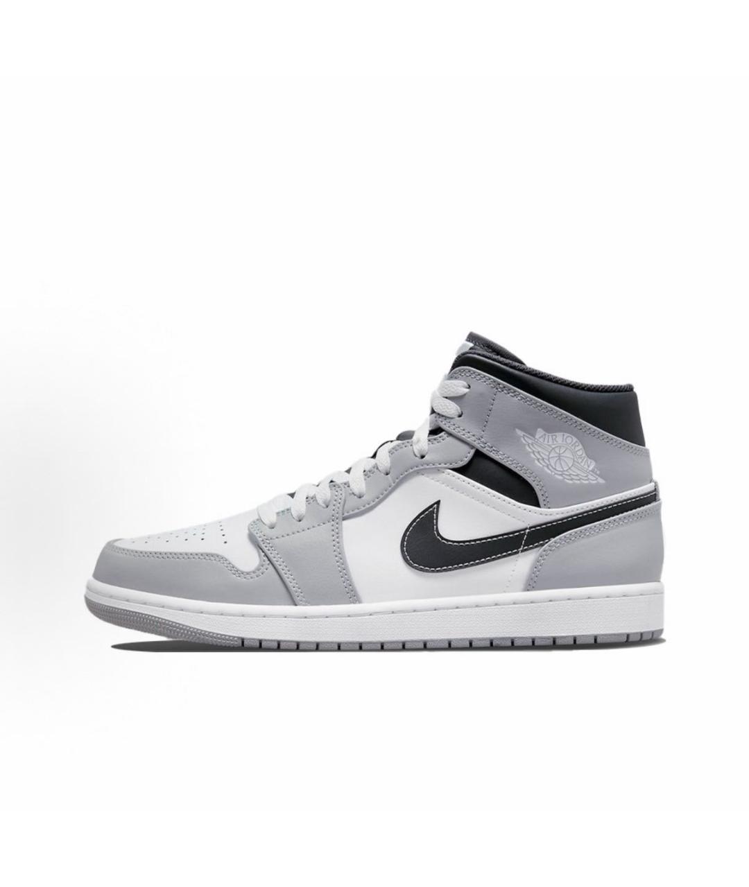 JORDAN Серые кожаные высокие кроссовки / кеды, фото 7