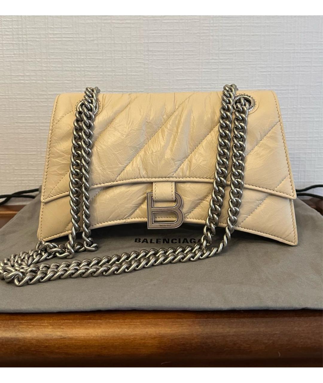 BALENCIAGA Бежевая кожаная сумка через плечо, фото 8