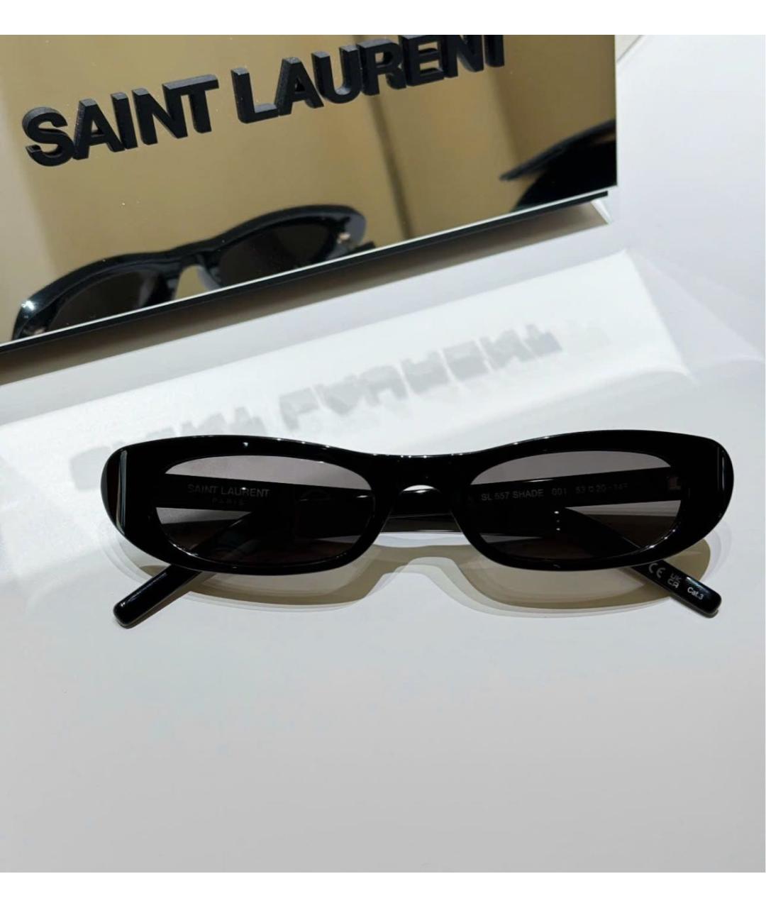 SAINT LAURENT Черные пластиковые солнцезащитные очки, фото 2