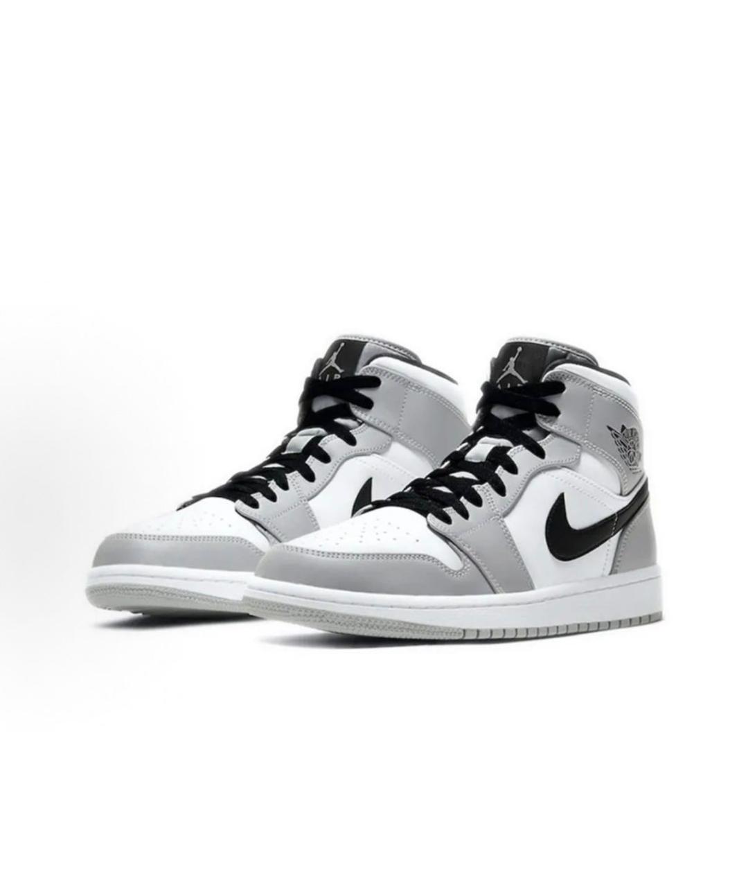 JORDAN Серые кожаные высокие кроссовки / кеды, фото 3