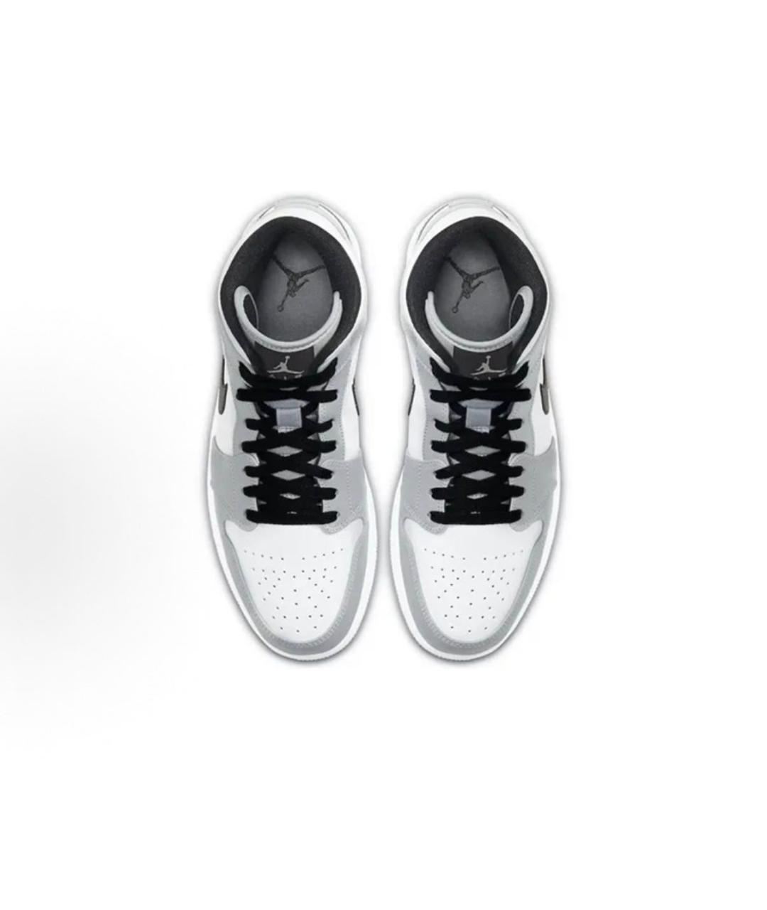 JORDAN Серые кожаные высокие кроссовки / кеды, фото 2