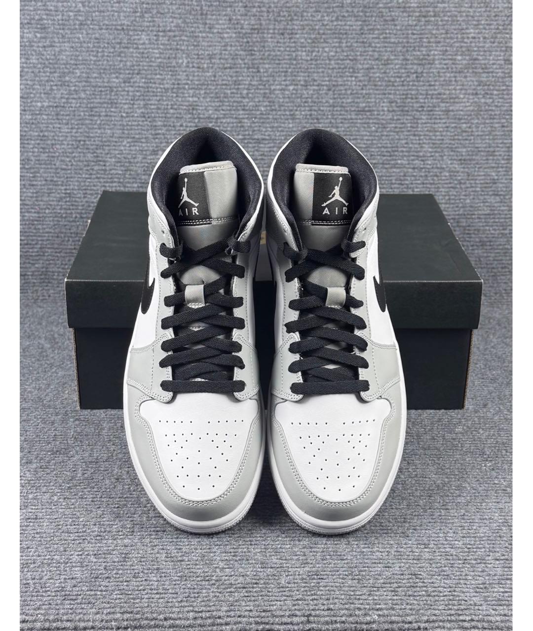 JORDAN Серые кожаные высокие кроссовки / кеды, фото 7