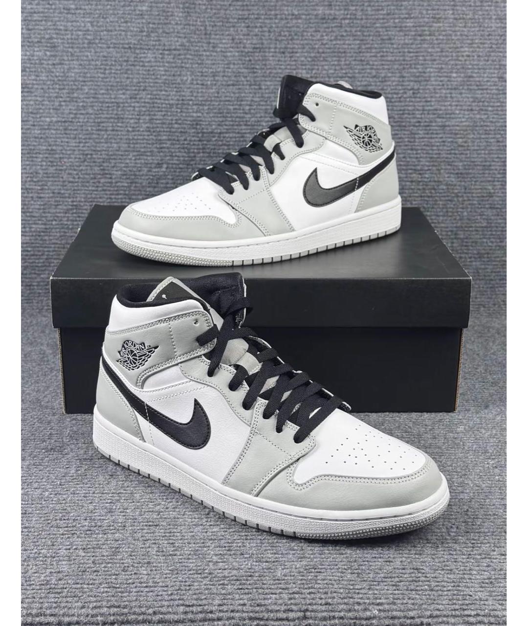 JORDAN Серые кожаные высокие кроссовки / кеды, фото 5