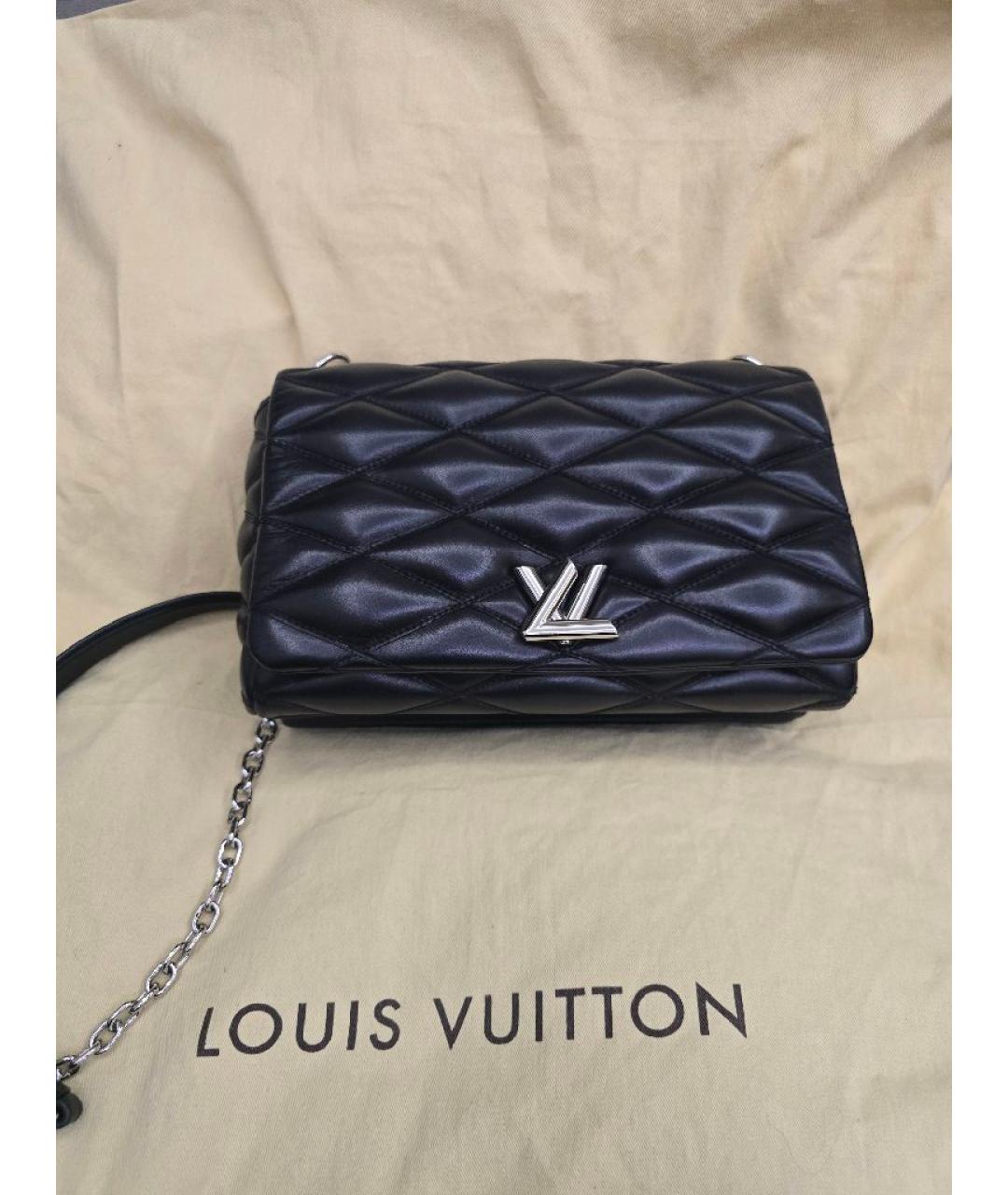 LOUIS VUITTON Черная кожаная сумка через плечо, фото 7