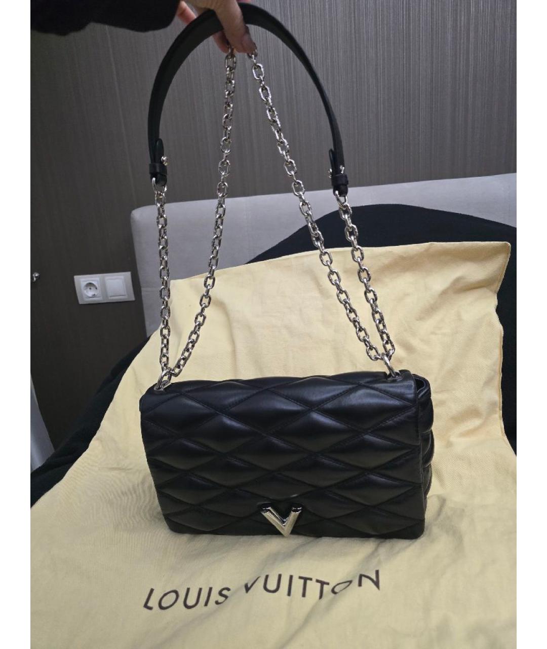 LOUIS VUITTON Черная кожаная сумка через плечо, фото 5