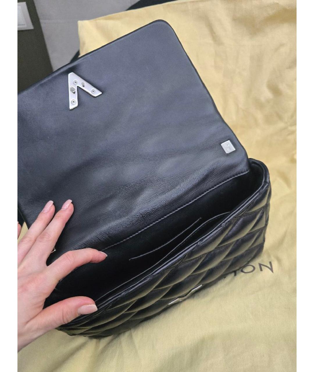 LOUIS VUITTON Черная кожаная сумка через плечо, фото 4