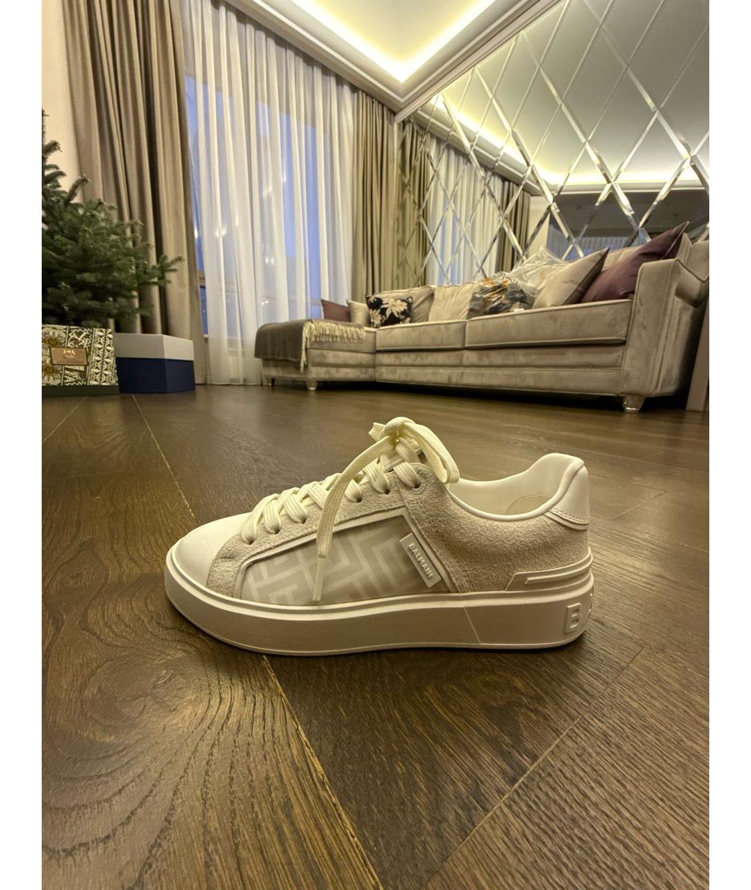 BALMAIN Белые кожаные кроссовки, фото 5