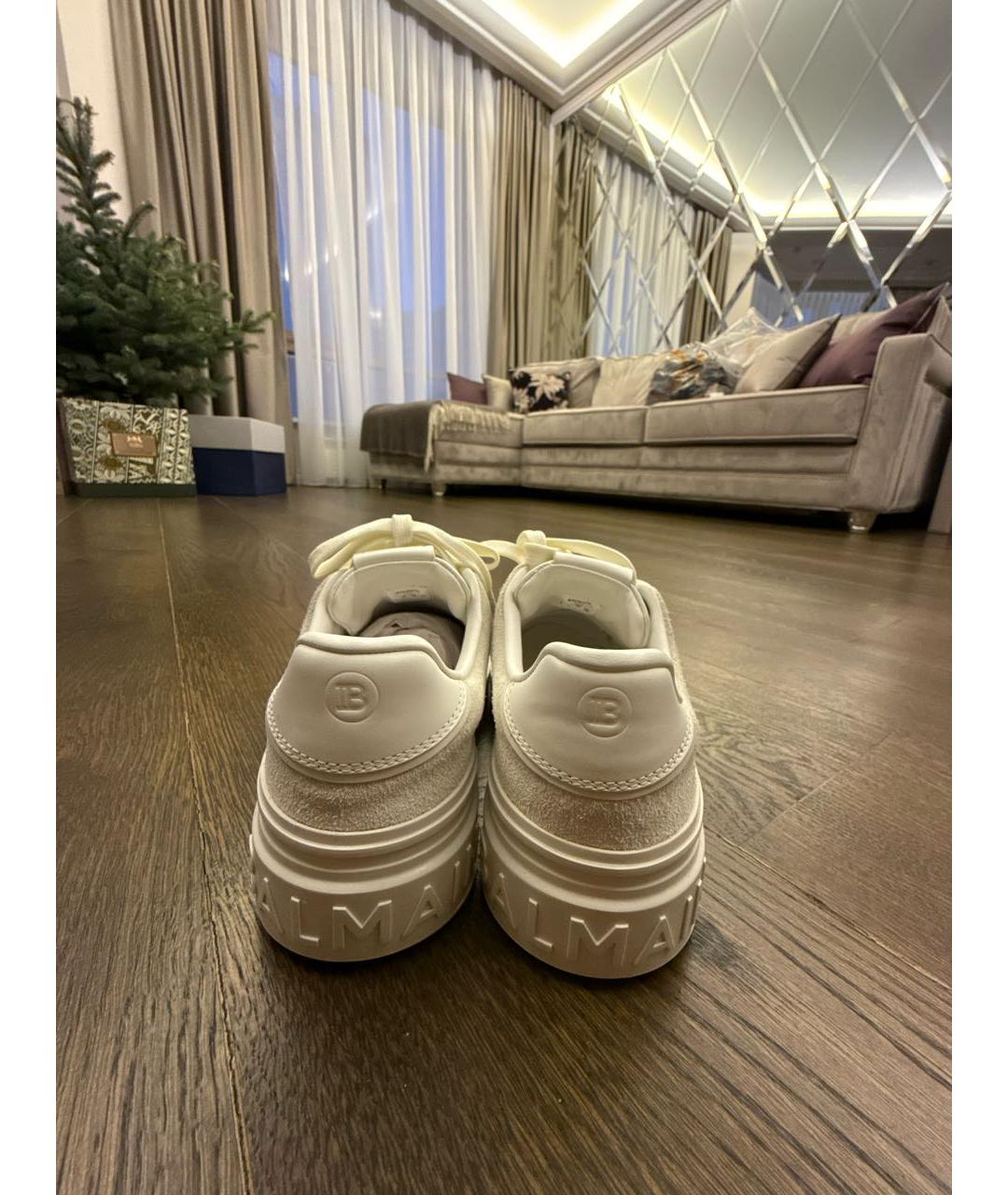 BALMAIN Белые кожаные кроссовки, фото 4