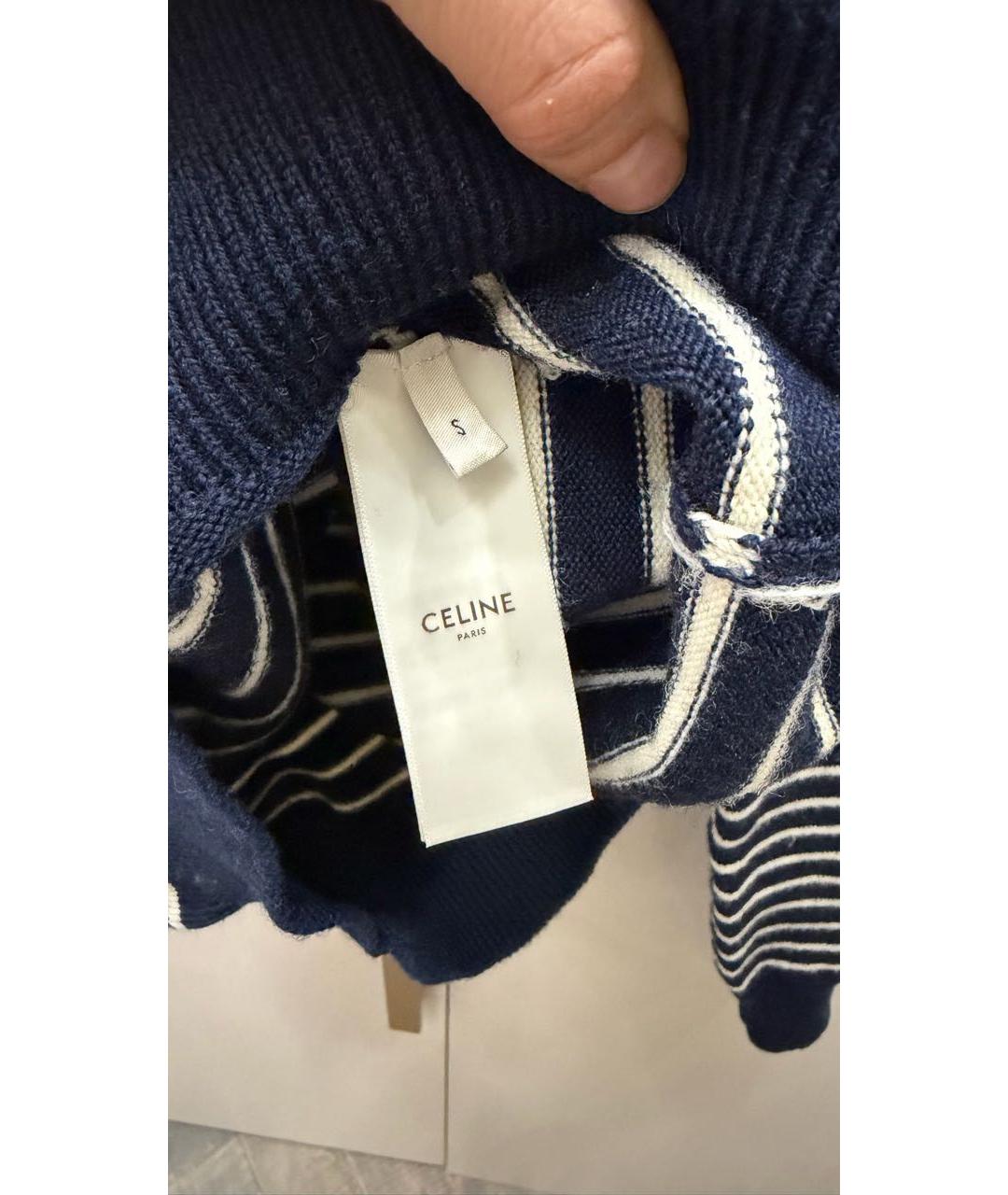 CELINE Темно-синий шерстяной джемпер / свитер, фото 3