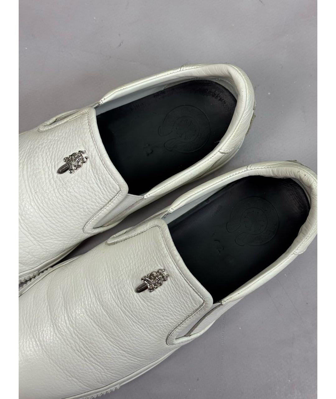 CHROME HEARTS Белые кожаные слипоны, фото 7