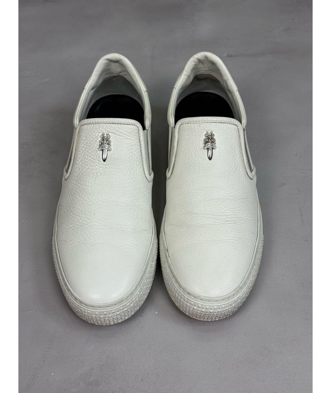 CHROME HEARTS Белые кожаные слипоны, фото 3
