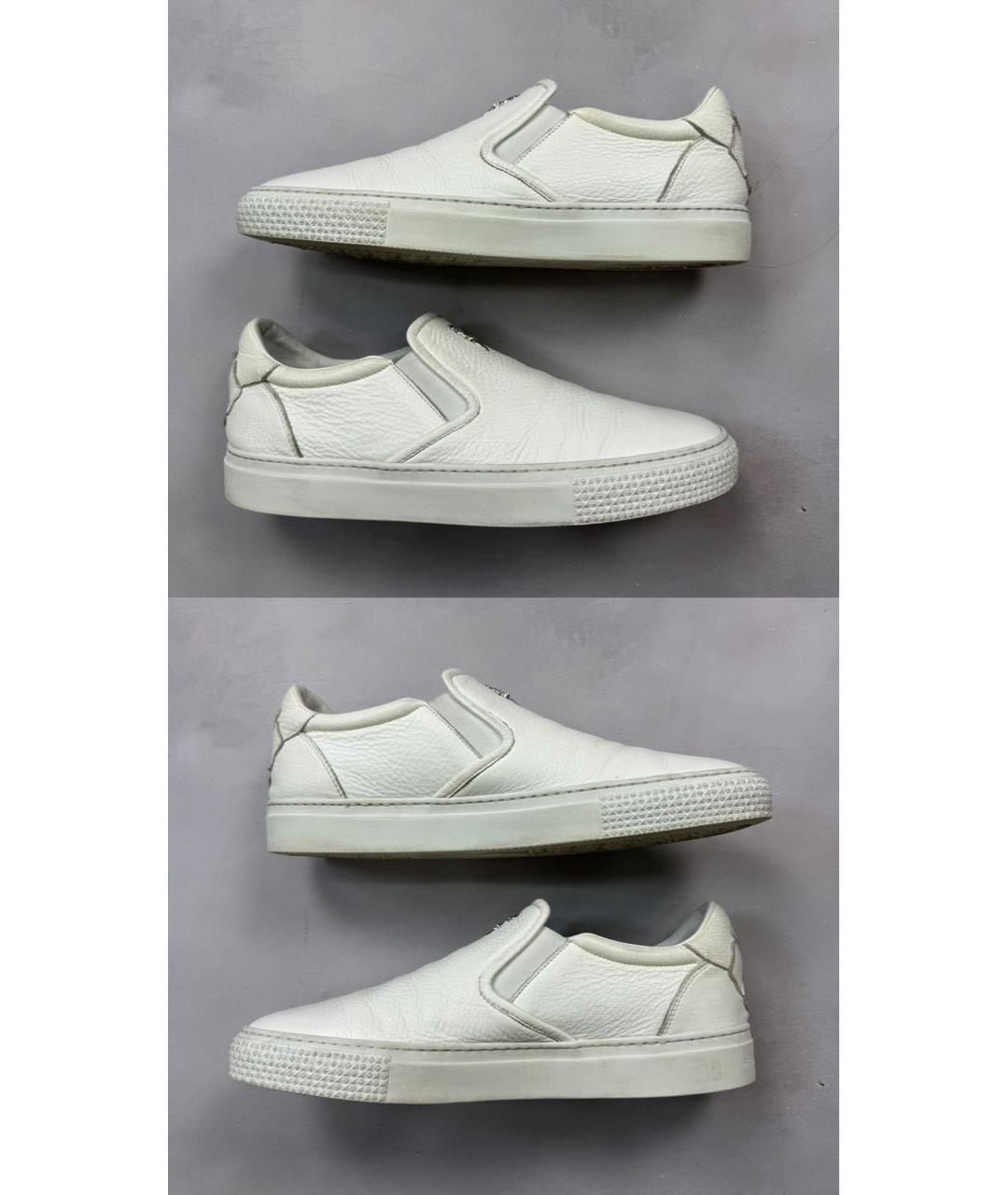 CHROME HEARTS Белые кожаные слипоны, фото 4