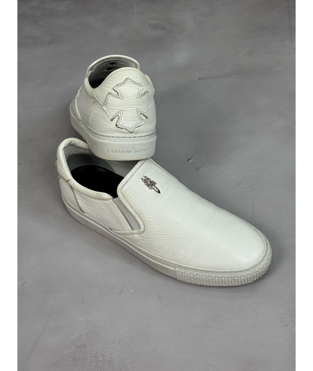 CHROME HEARTS Белые кожаные слипоны, фото 2