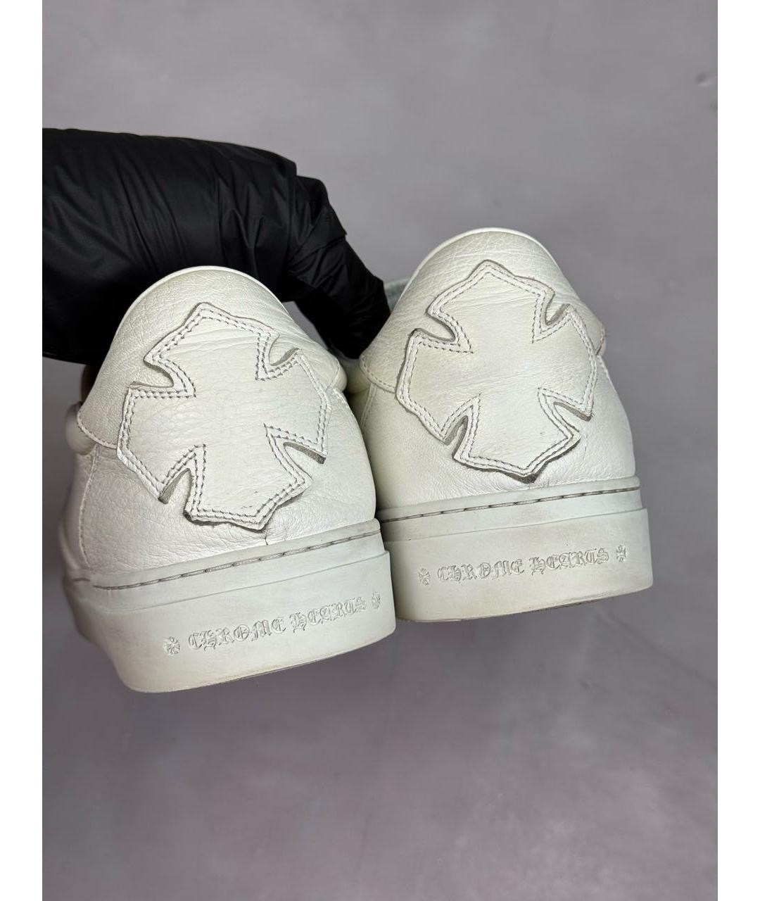 CHROME HEARTS Белые кожаные слипоны, фото 5