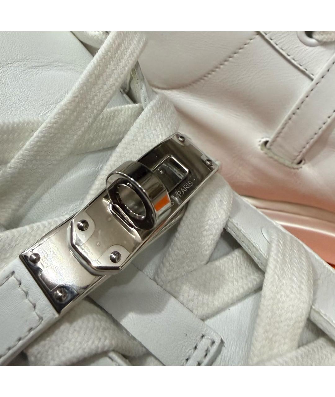 HERMES Белые кожаные кроссовки, фото 6