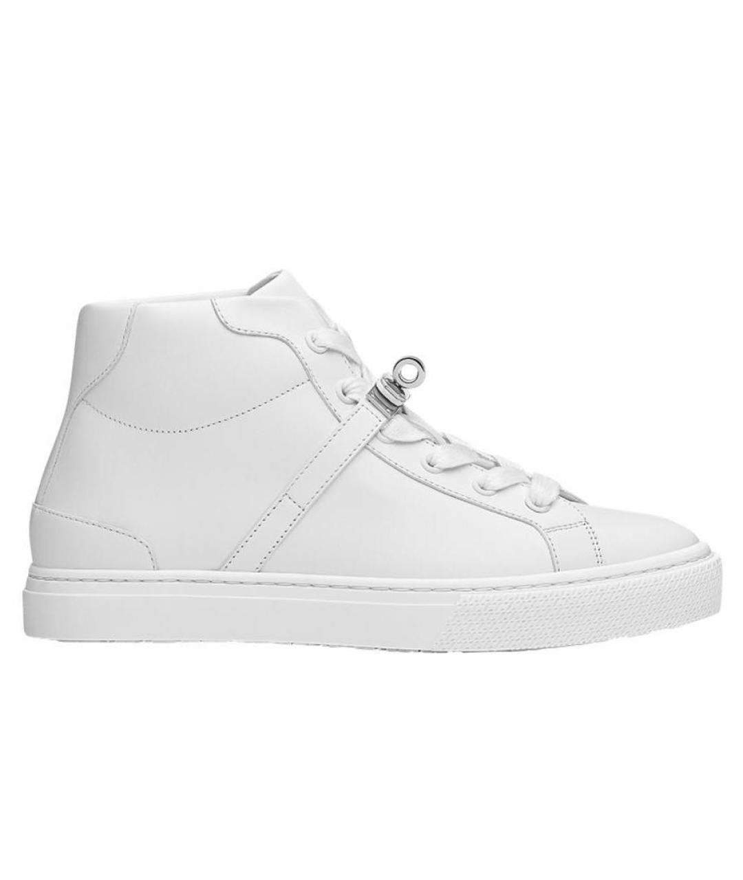 HERMES Белые кожаные кроссовки, фото 9