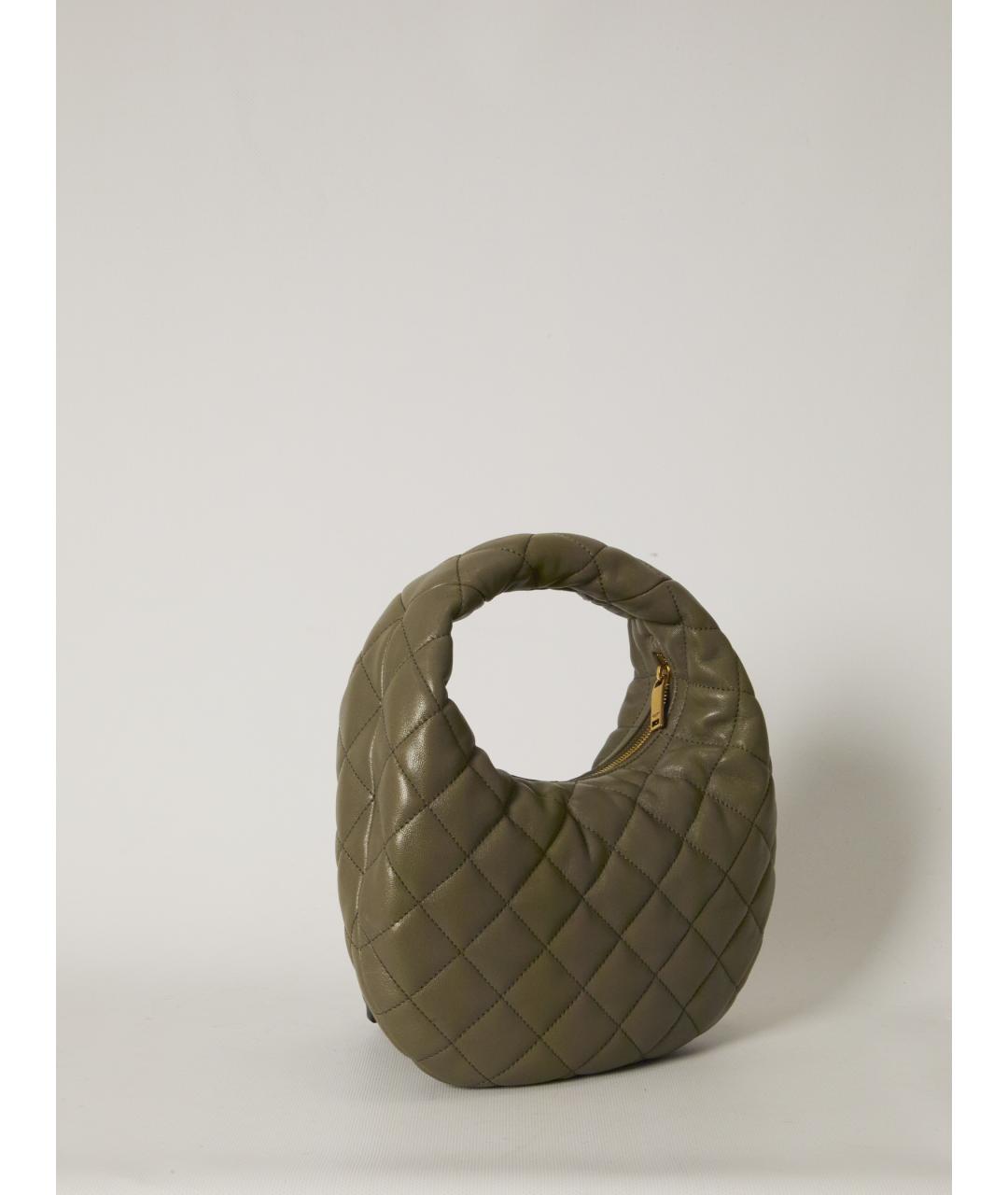 SAINT LAURENT Зеленая кожаная сумка с короткими ручками, фото 2