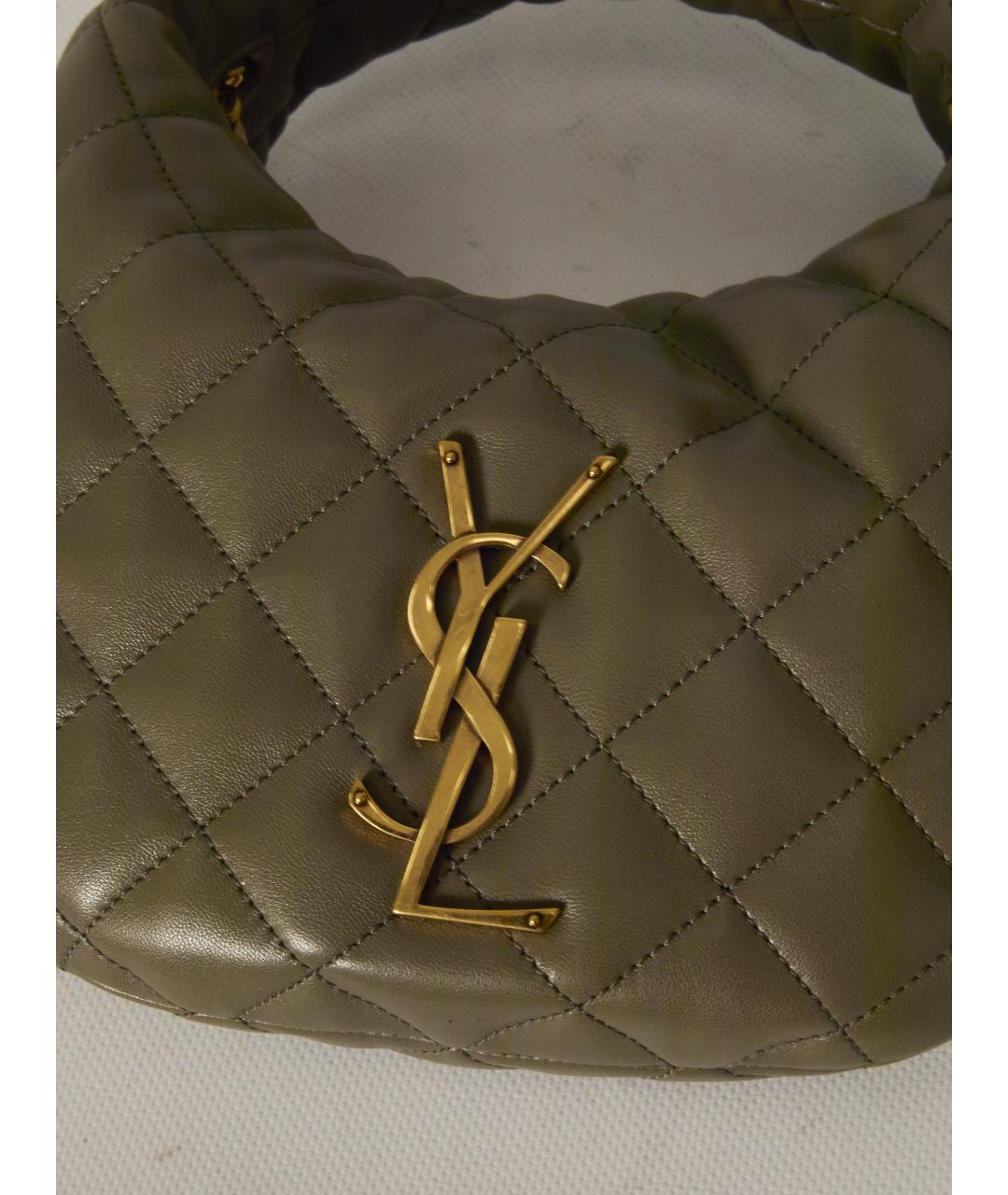 SAINT LAURENT Зеленая кожаная сумка с короткими ручками, фото 4