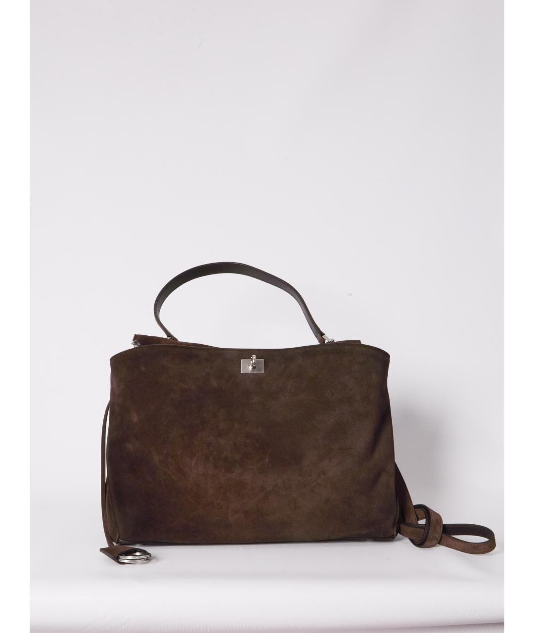 BALENCIAGA Коричневая замшевая сумка тоут, фото 5