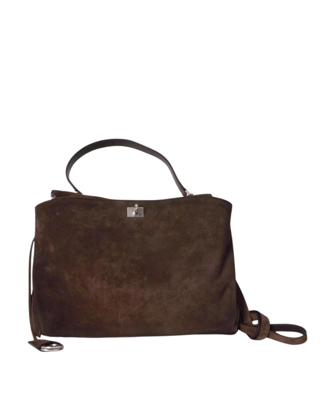 BALENCIAGA Коричневая замшевая сумка тоут, фото 1