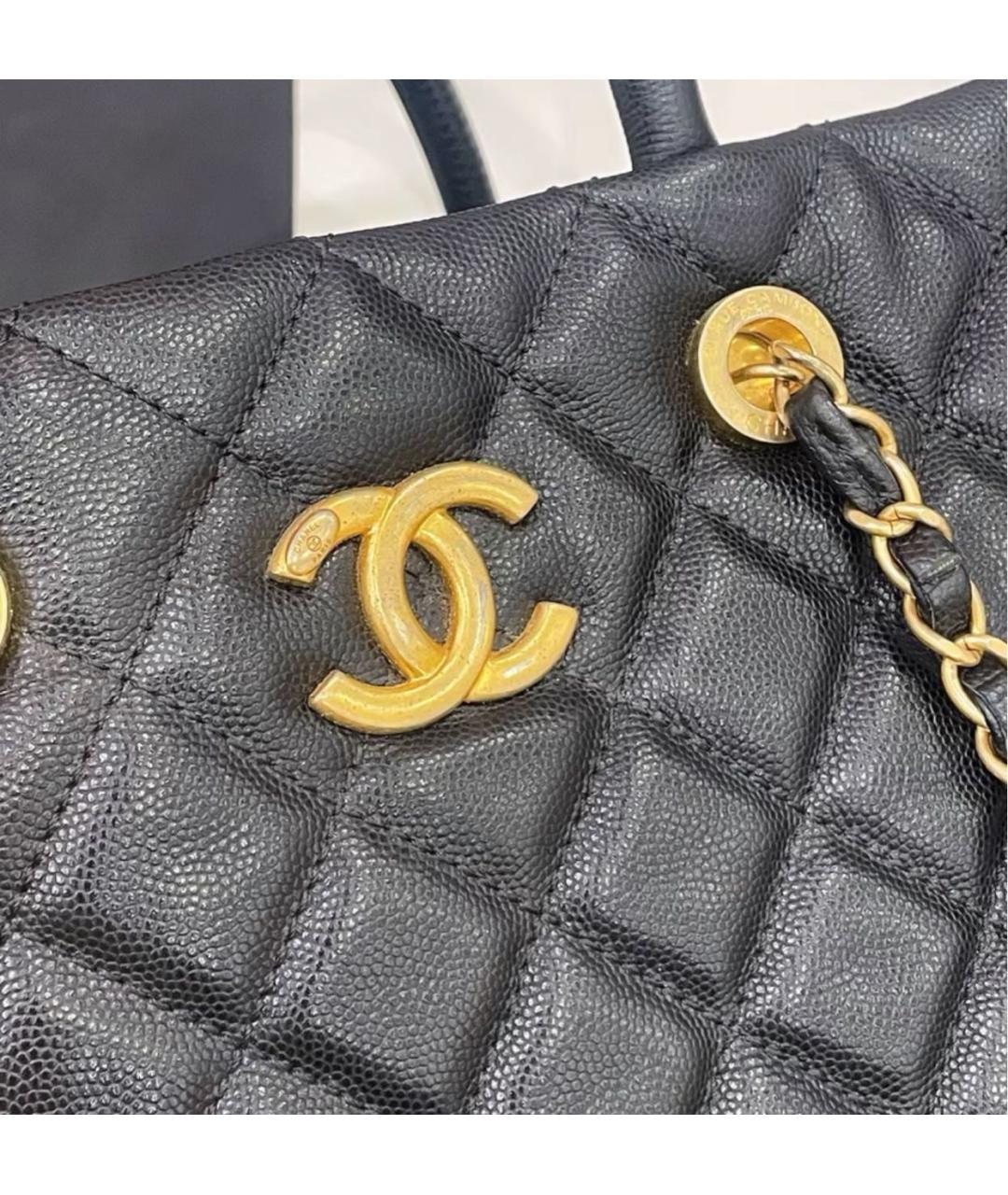 CHANEL Черная кожаная сумка тоут, фото 5