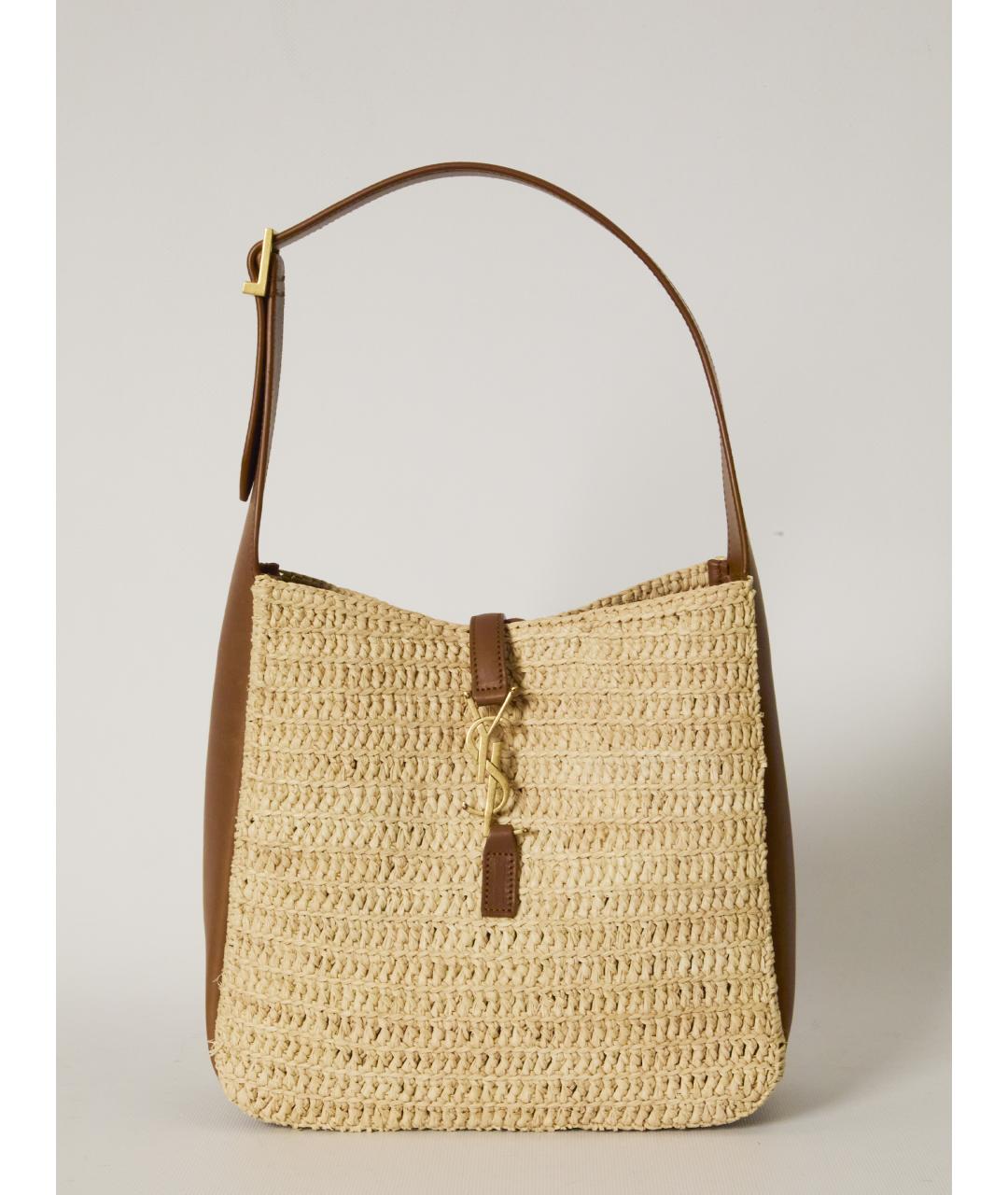 SAINT LAURENT Бежевая пелетеная сумка тоут, фото 5