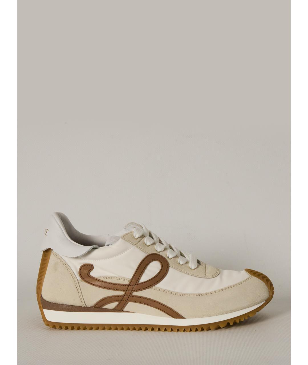 LOEWE Бежевые замшевые кроссовки, фото 6