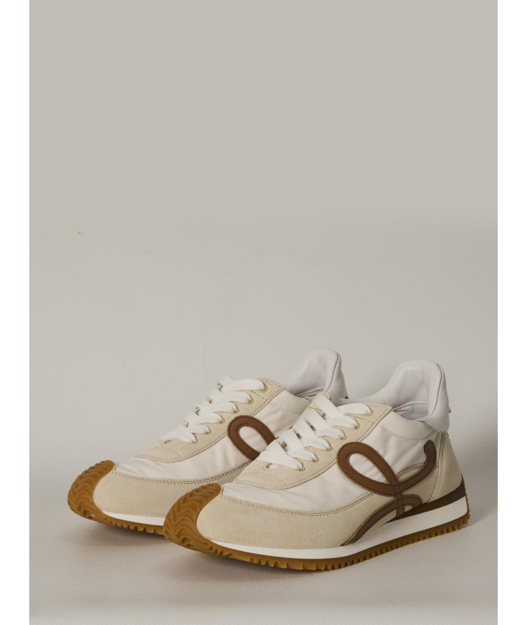 LOEWE Бежевые замшевые кроссовки, фото 3