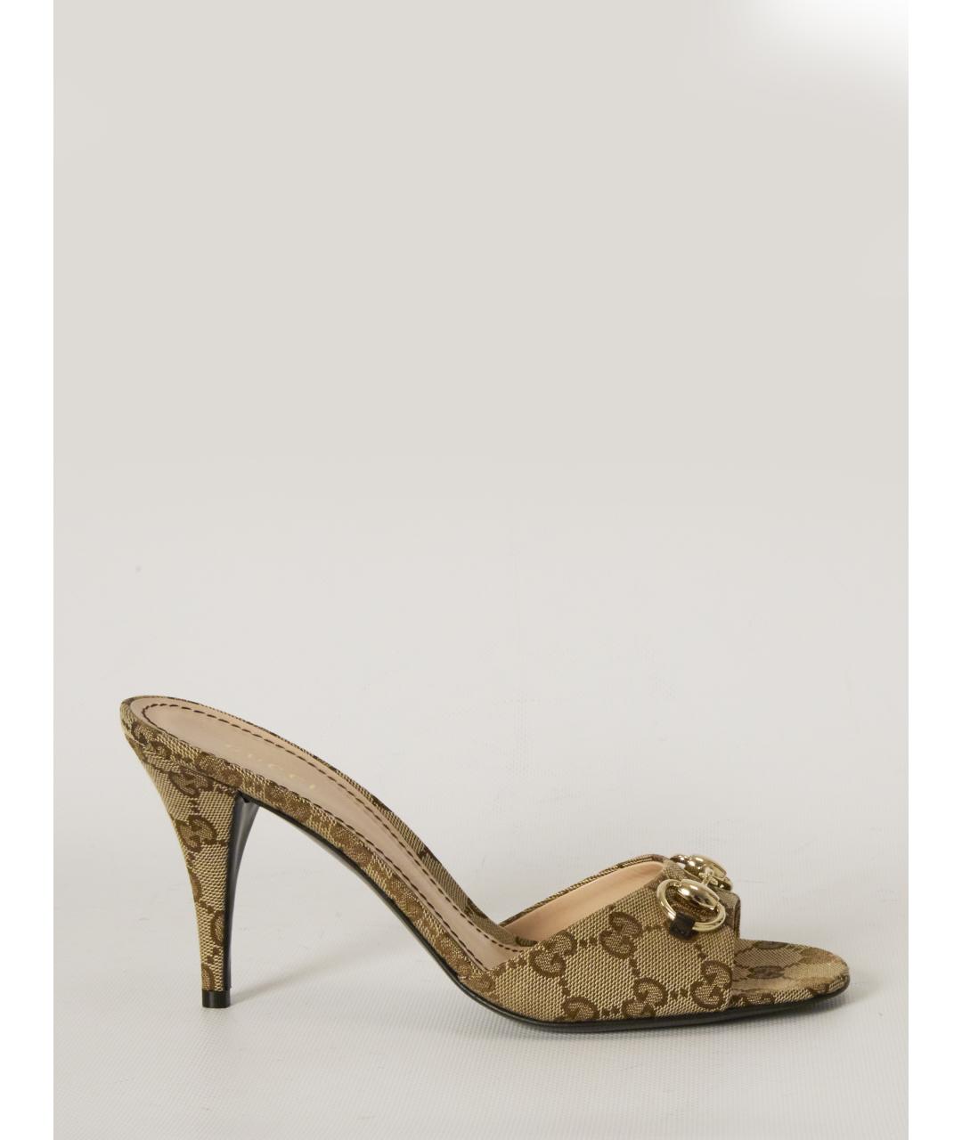 GUCCI Бежевые текстильные мюли, фото 6