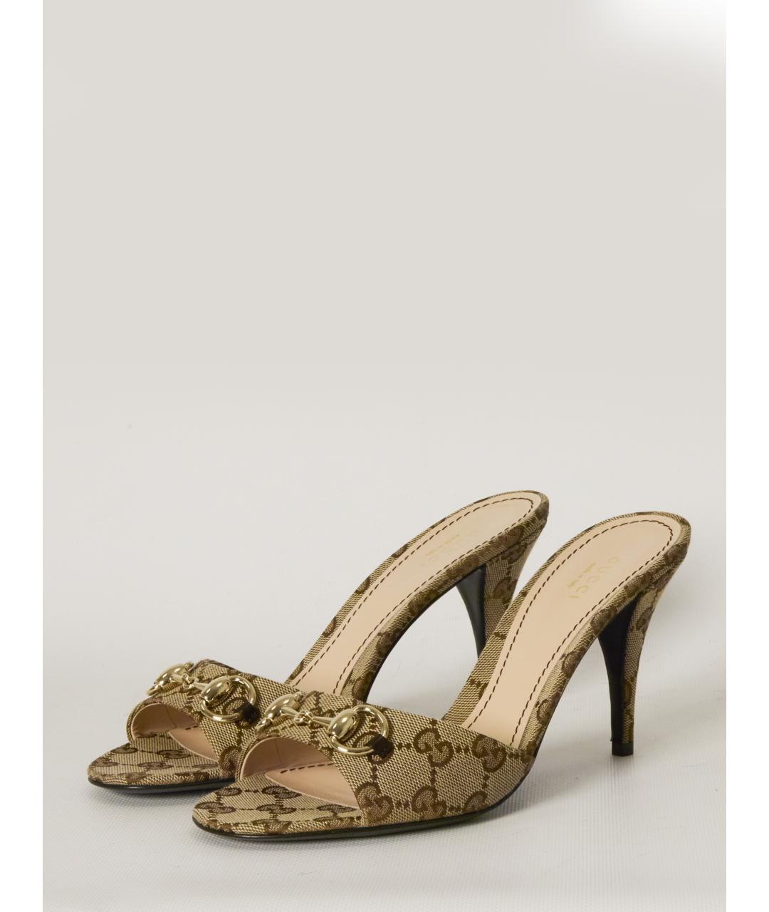 GUCCI Бежевые текстильные мюли, фото 2