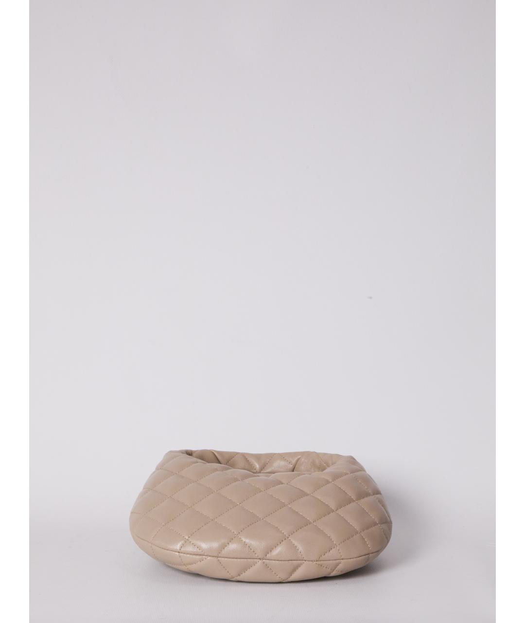 SAINT LAURENT Бежевая кожаная сумка с короткими ручками, фото 3