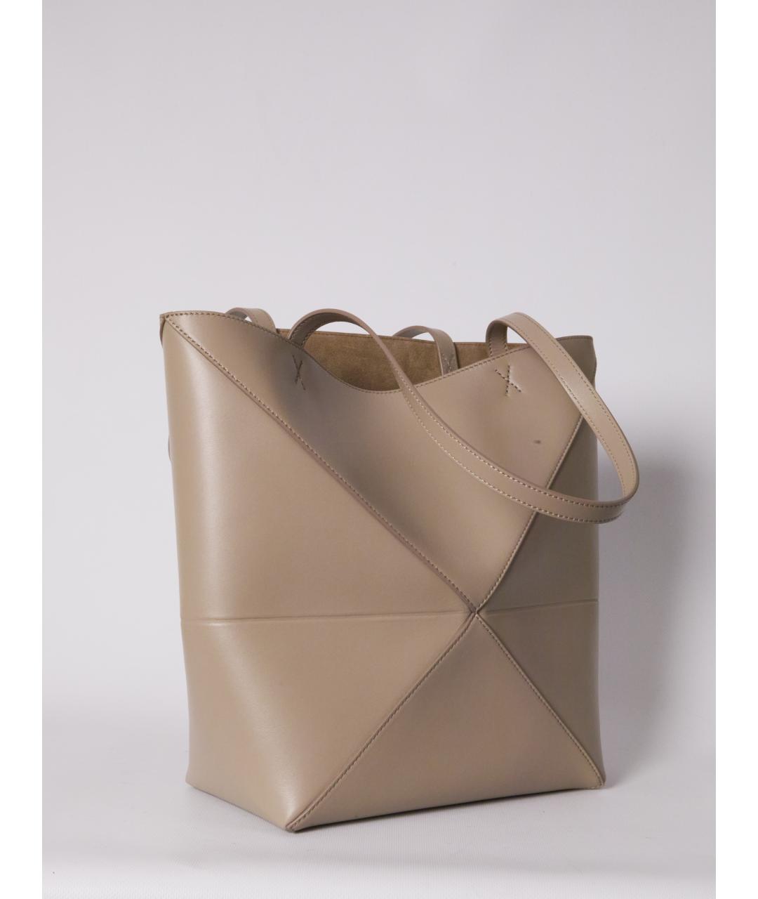 LOEWE Бежевая кожаная сумка тоут, фото 2