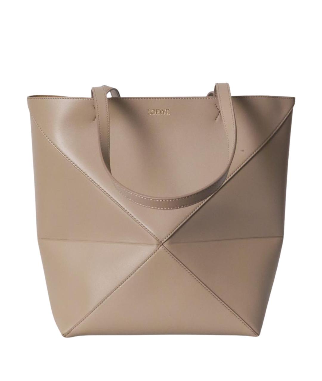 LOEWE Бежевая кожаная сумка тоут, фото 1