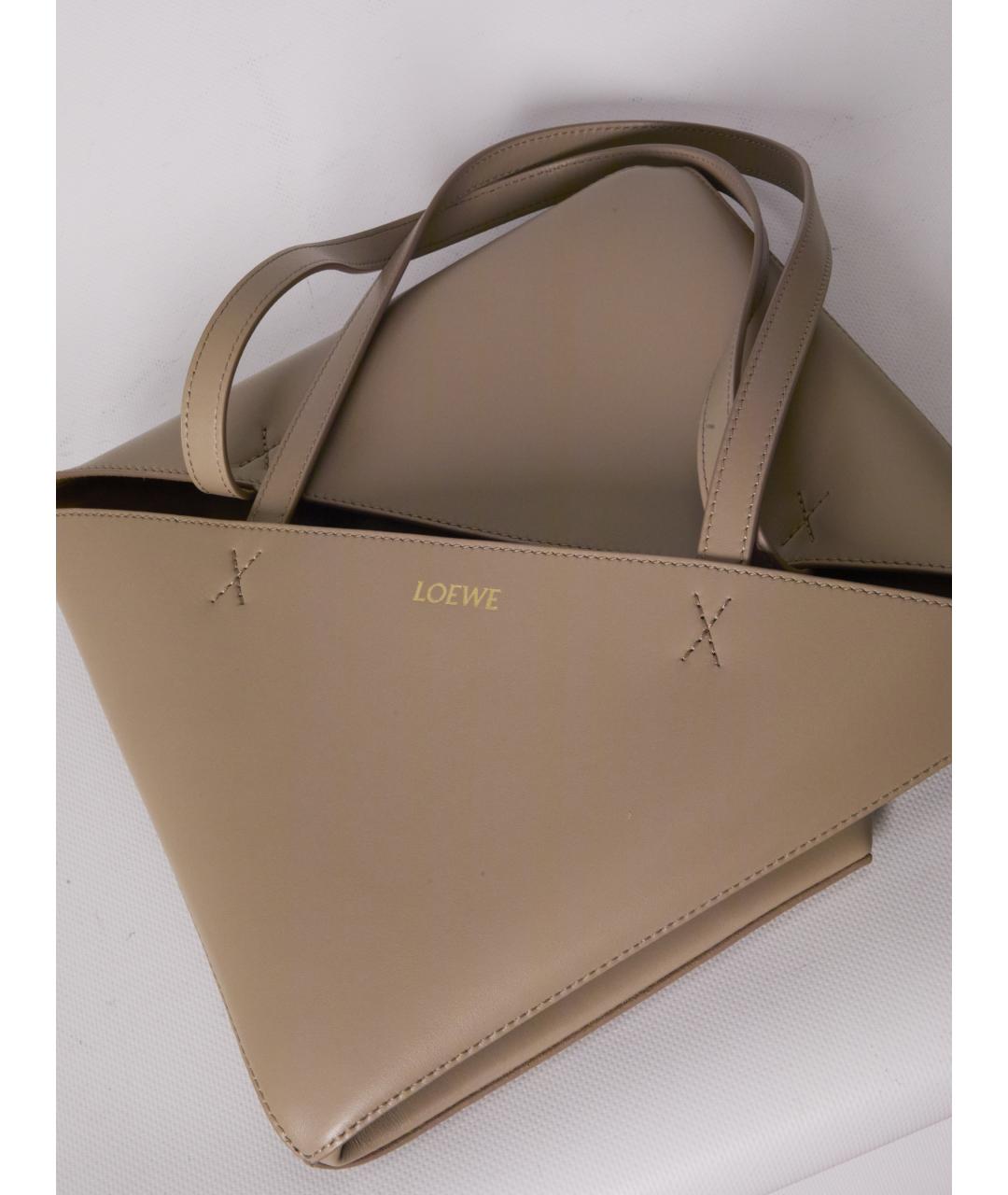 LOEWE Бежевая кожаная сумка тоут, фото 4