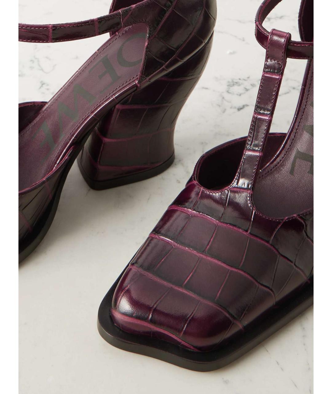 LOEWE Бордовые кожаные туфли, фото 5