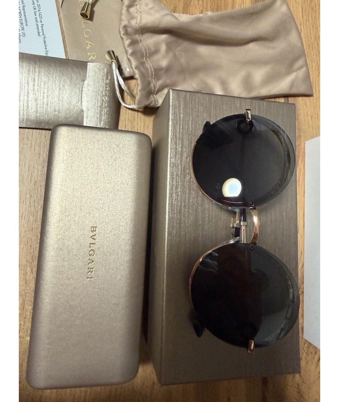 BVLGARI Коричневые металлические солнцезащитные очки, фото 5