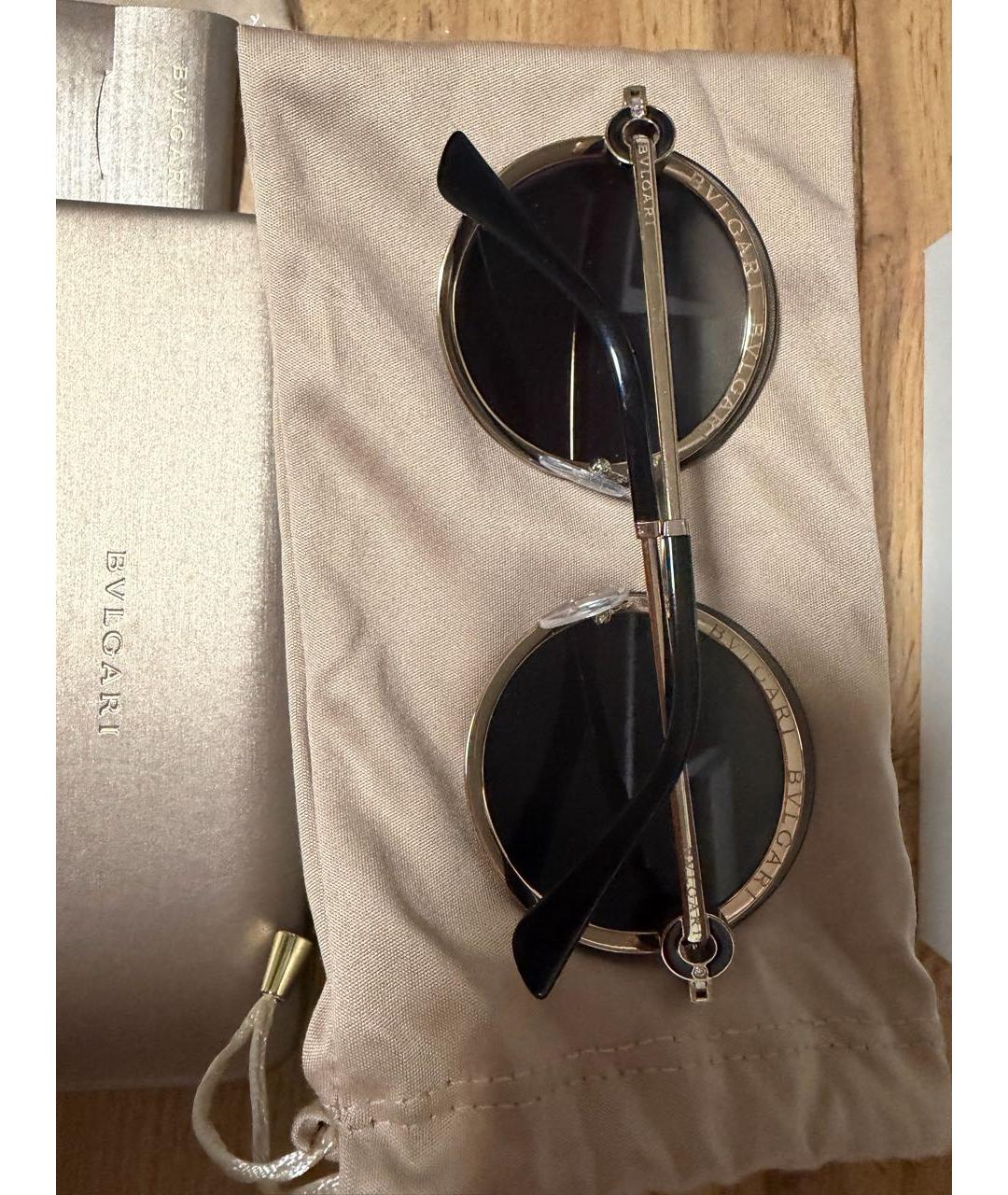 BVLGARI Коричневые металлические солнцезащитные очки, фото 3