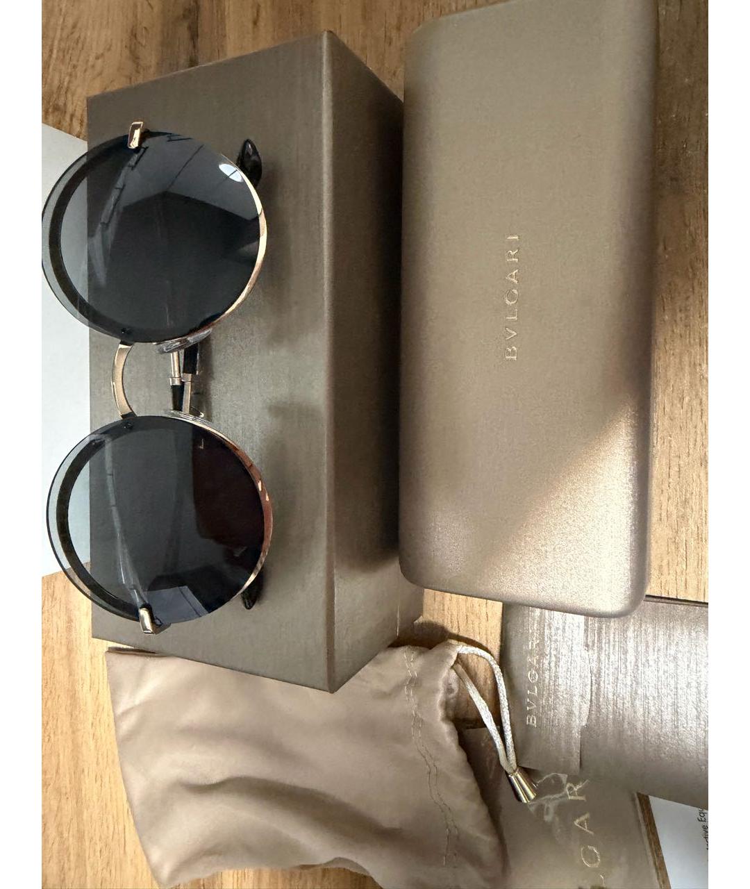 BVLGARI Коричневые металлические солнцезащитные очки, фото 2