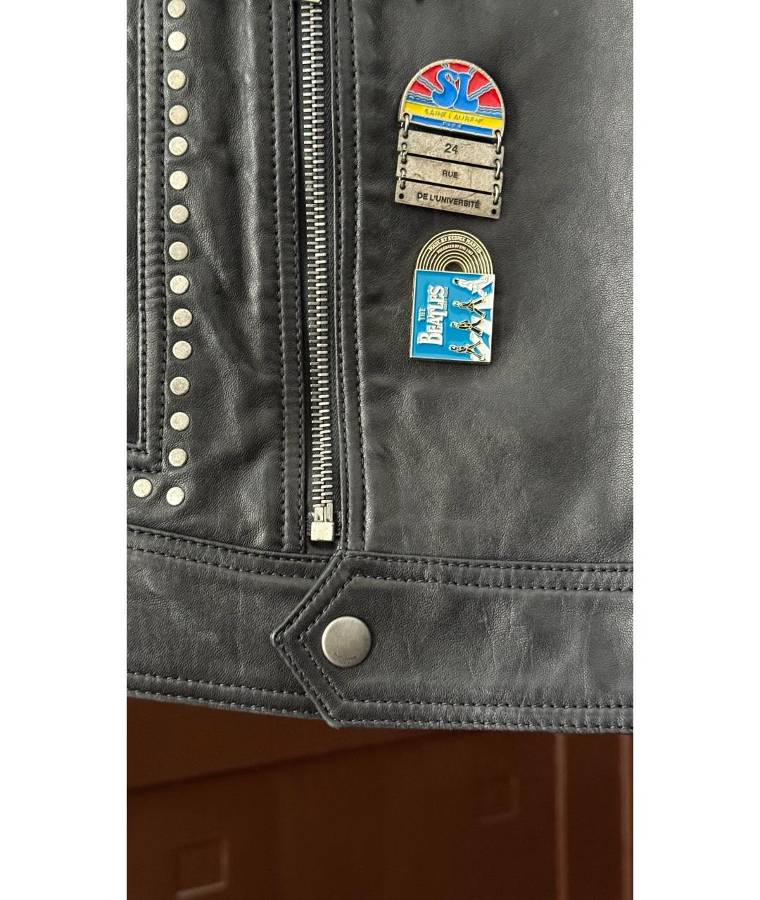 SAINT LAURENT Черная кожаная куртка, фото 6