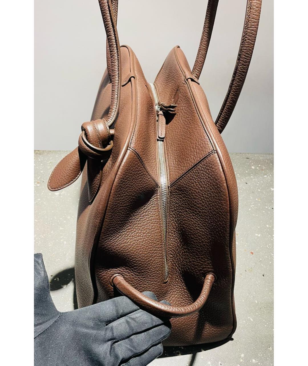 JACQUEMUS Коричневая кожаная сумка через плечо, фото 7