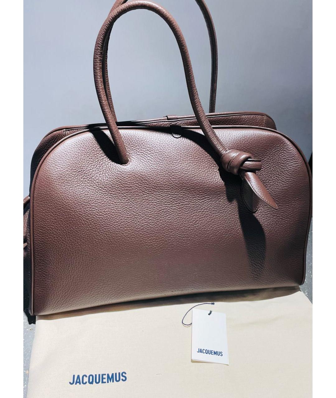 JACQUEMUS Коричневая кожаная сумка через плечо, фото 5