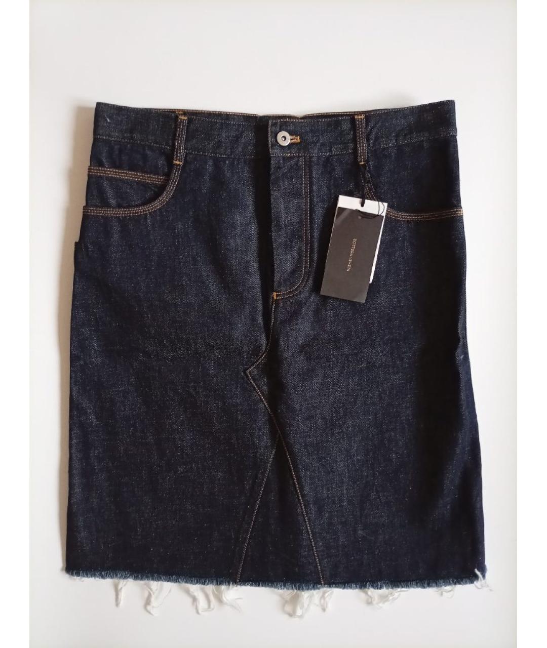 BOTTEGA VENETA Темно-синяя хлопковая юбка миди, фото 5