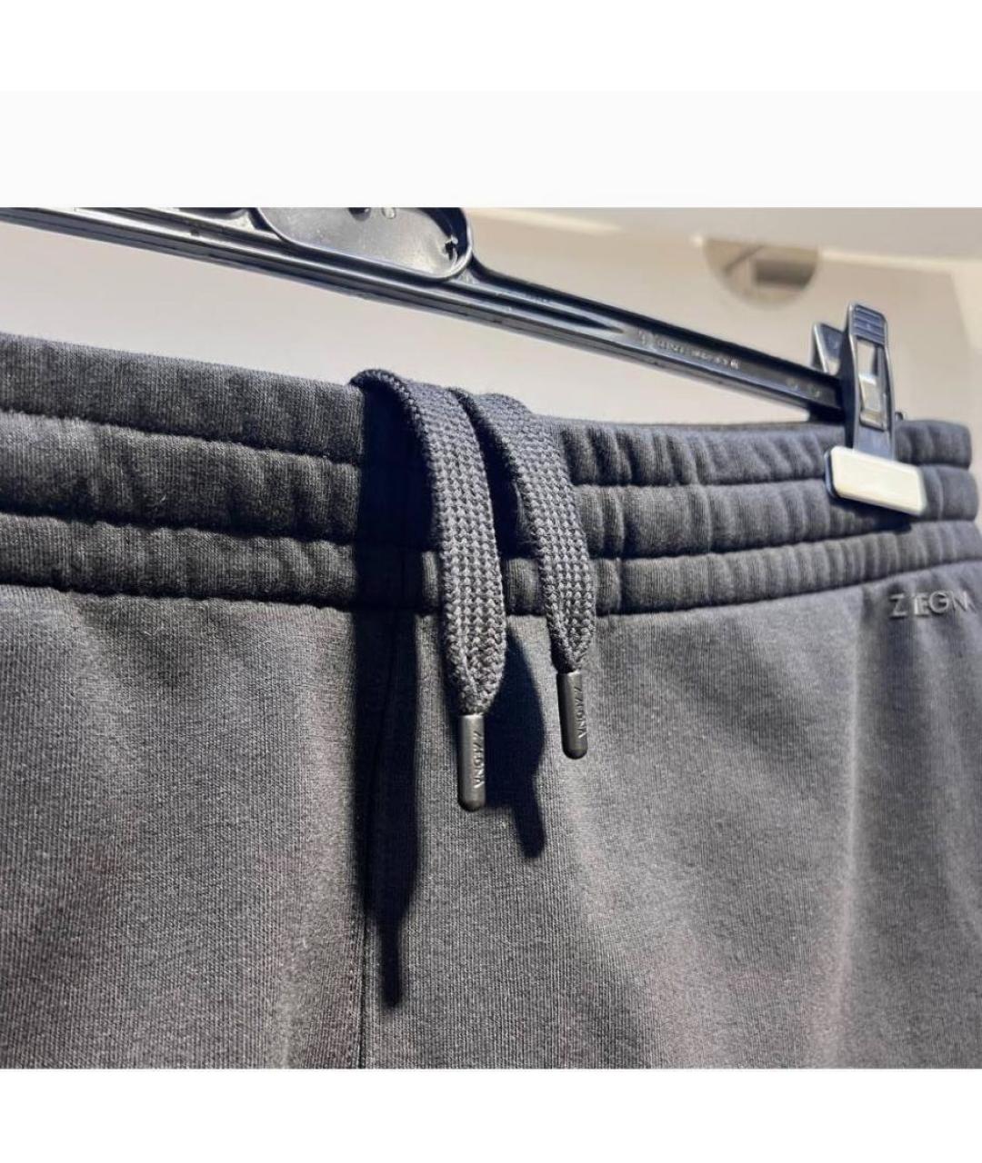 ZZEGNA Черные хлопковые повседневные брюки, фото 1