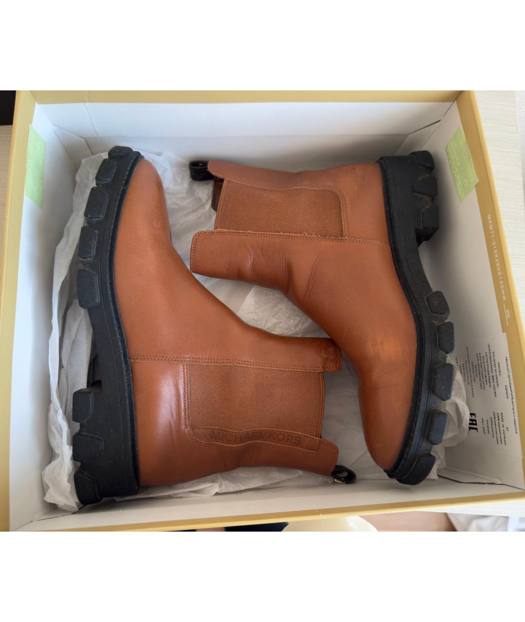 MICHAEL KORS Коричневые кожаные ботинки, фото 4