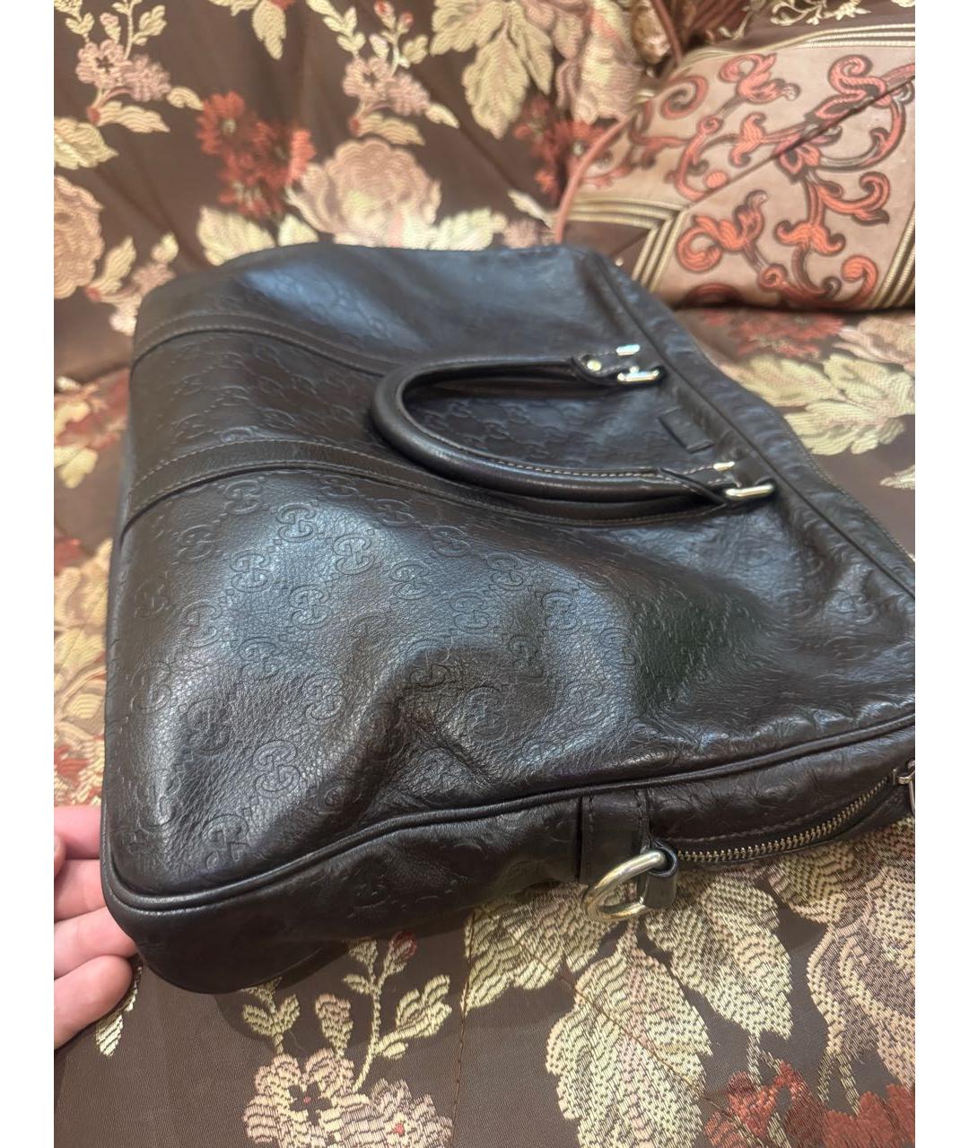 GUCCI Коричневая кожаная сумка на плечо, фото 7