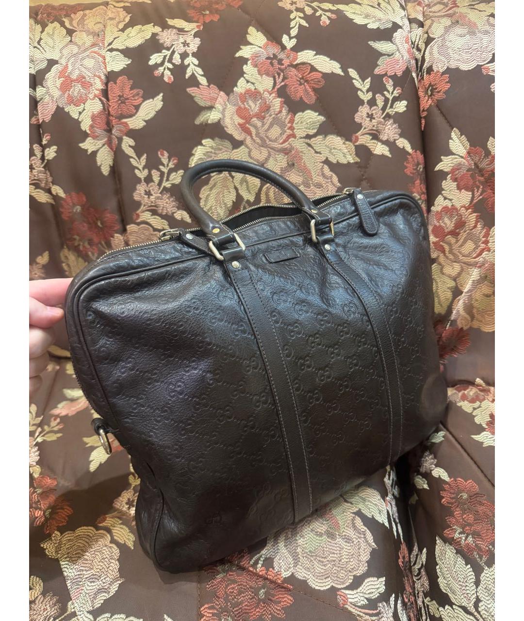 GUCCI Коричневая кожаная сумка на плечо, фото 2