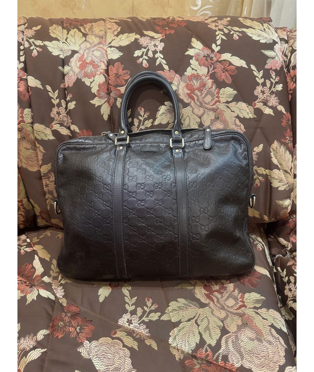 GUCCI Коричневая кожаная сумка на плечо, фото 3