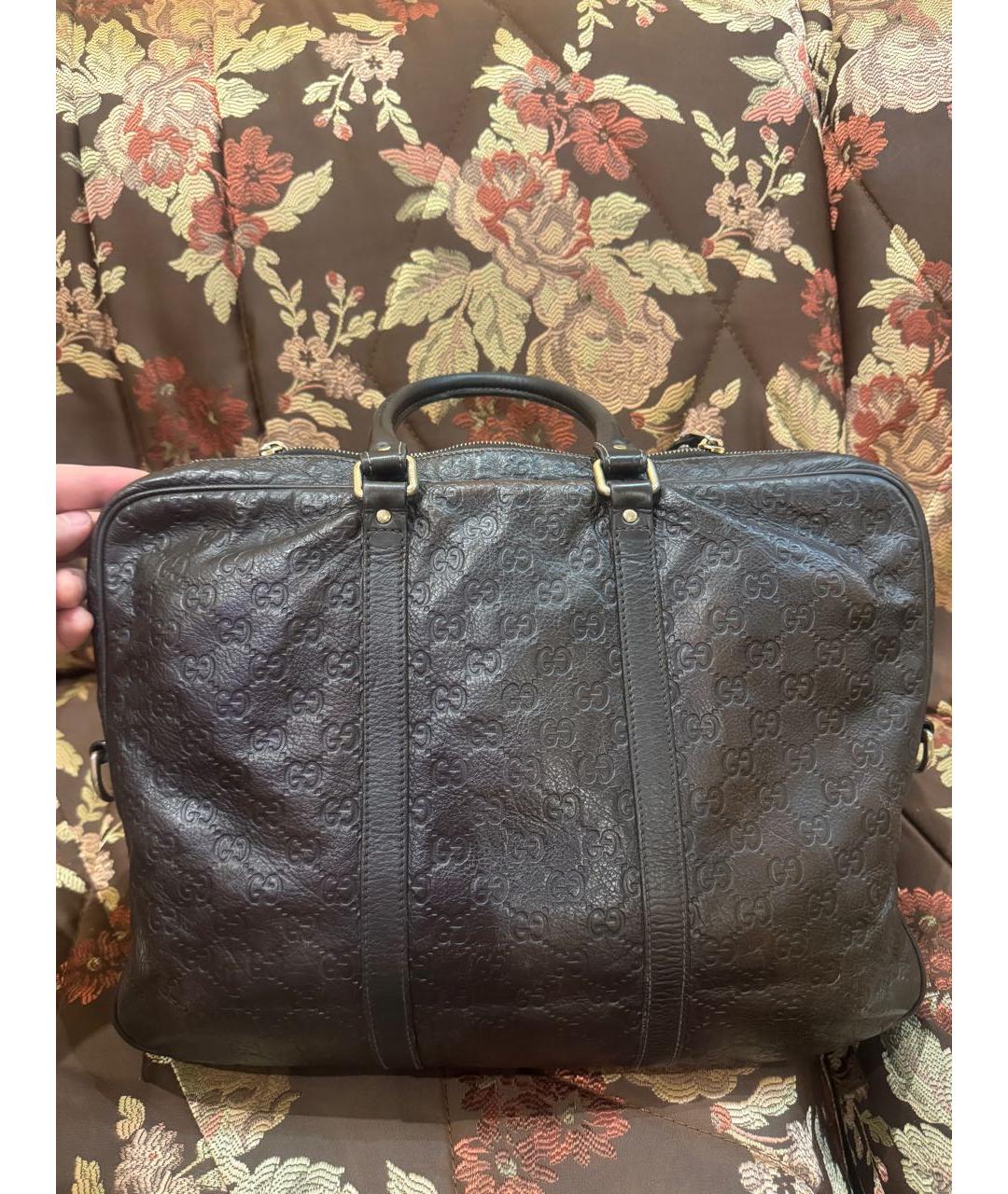 GUCCI Коричневая кожаная сумка на плечо, фото 9