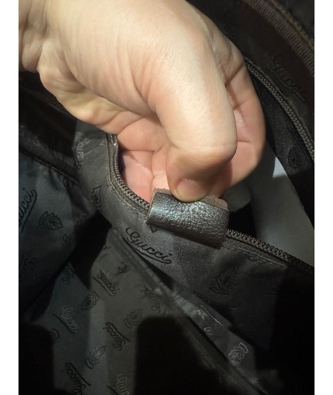 GUCCI Коричневая кожаная сумка на плечо, фото 5